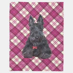 Scottie on Tartan Fleece Deken