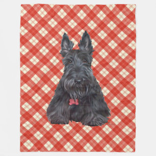 Scottie on Tartan Fleece Deken