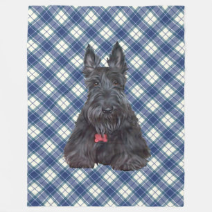 Scottie on Tartan Fleece Deken