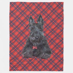Scottie on Tartan Fleece Deken