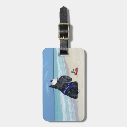 Scottie op het strand bagagelabel (Voorkant verticaal)