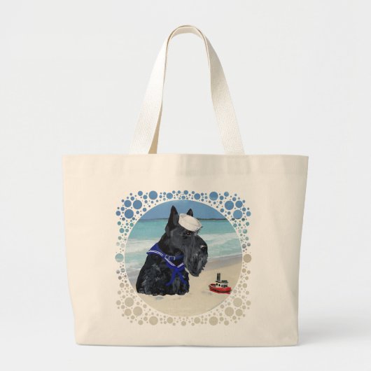 Scottie op het Strand Grote Tote Bag (Voorkant)