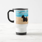 Scottie op het strand met meeuw reisbeker (Links)
