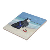 Scottie op het strand tegeltje (Zijkant)
