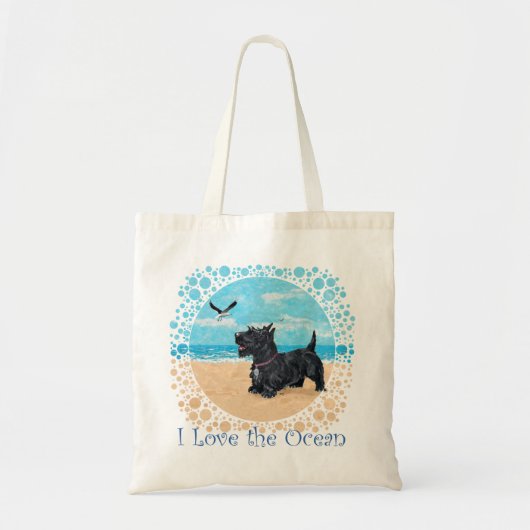 Scottie op het strand tote bag (Voorkant)