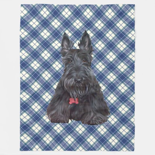 Scottie op Tartan Fleece Deken (Voorkant)