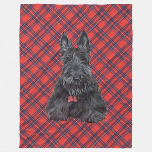 Scottie op Tartan Fleece Deken (Voorkant)