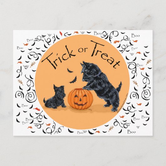 SCOTTIE Pap en Pup Halloween Briefkaart (Voorkant)