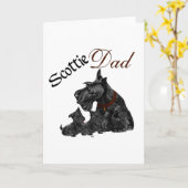Scottie papa en pups Vaderdag Kaart (Gele Bloem)