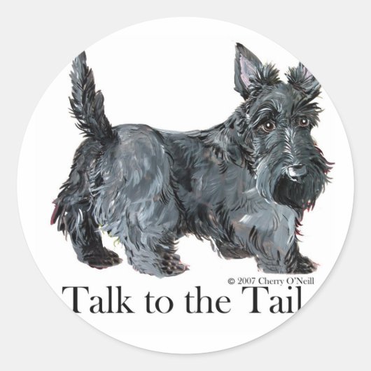 Scottie Praat met de Staart Ronde Sticker (Voorkant)