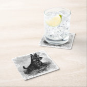 Scottie Puppy Charcoal Style Print Kartonnen Onderzetters (Insitu)