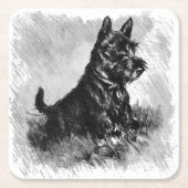 Scottie Puppy Charcoal Style Print Kartonnen Onderzetters (Voorkant)