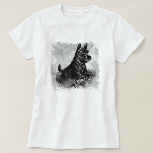 Scottie Puppy Charcoal Style Print T-shirt (Design voorkant)