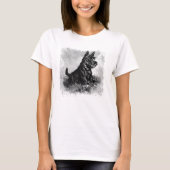 Scottie Puppy Charcoal Style Print T-shirt (Voorkant)
