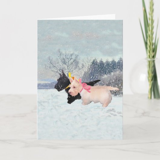 Scottie Pups Feestdagen Kaart (Voorkant)