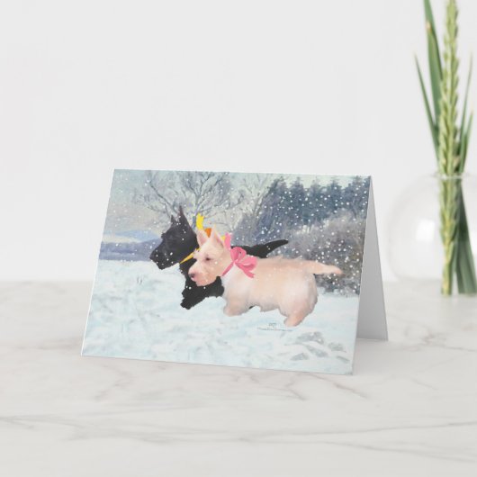 Scottie Pups Feestdagen Kaart (Voorkant)