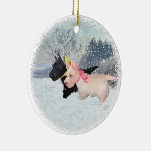 Scottie Pups Keramisch Ornament (Rechts)