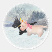 Scottie Pups Ronde Sticker (Voorkant)