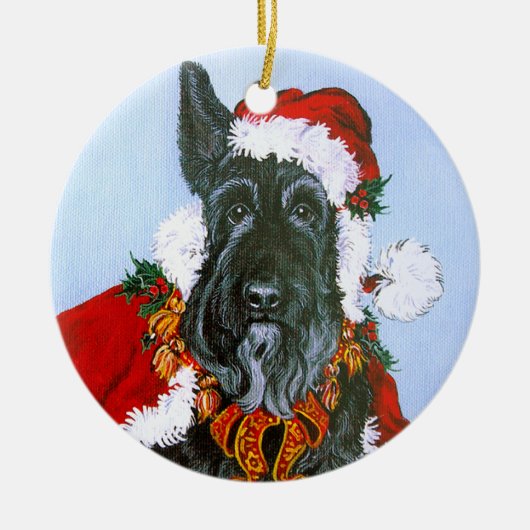 Scottie Santa Claus Keramisch Ornament (Voorkant)