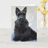 Scottie Schots Terrier - Blauwe Jongen Kaart (Gele Bloem)