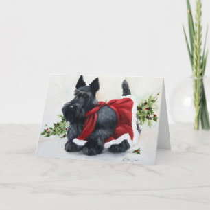Scottie Schotse Terriër Hond Vrolijk Kerstfeest Feestdagen Kaart