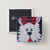 scottie scottish shiper puppy plaid button (Voorkant /achterkant)