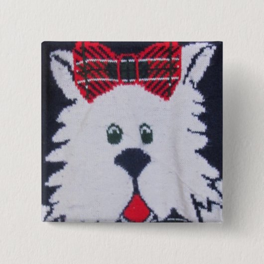 scottie scottish shiper puppy plaid button (Voorkant)