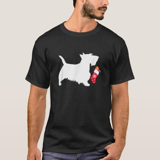 Scottie Scottish Terrier Christmas Stocking Dog T-shirt (Voorkant)