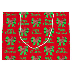 Scottie Silhouette Red Kersthond & Green Bow Groot Cadeauzakje