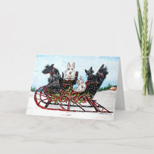 Scottie Sleigh Ride Feestdagen Kaart