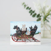 Scottie Sleigh Ride Feestdagenkaart (Staand voorkant)