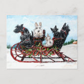 Scottie Sleigh Ride Feestdagenkaart (Voorkant)