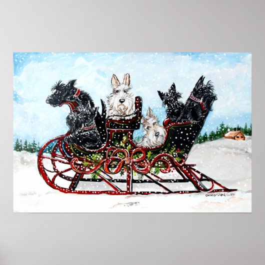 Scottie Sleigh Ride Poster (Voorkant)