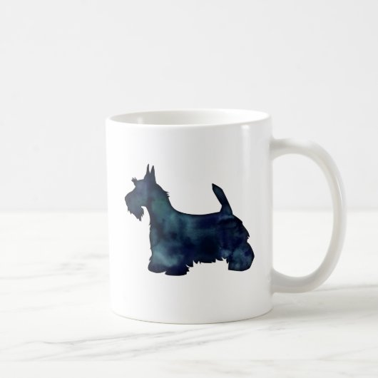 Scottie Terrier Black Waterverf Silhouette Koffiemok (Rechts)