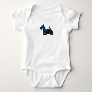 Scottie Terrier Black Waterverf Silhouette Romper