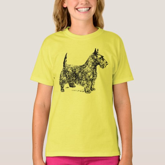 SCOTTIE TERRIER DOG ILLUSTRATION T-SHIRT (Voorkant)