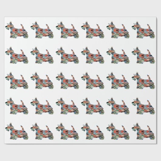 Scottie Terrier Geometric Pattern Silhouette Pset Cadeaupapier (Vlak)