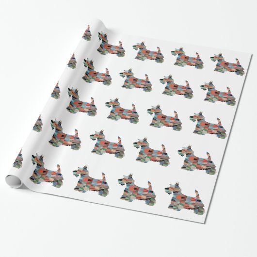 Scottie Terrier Geometric Pattern Silhouette Pset Cadeaupapier (Uitgerold)