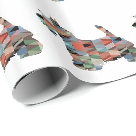 Scottie Terrier Geometric Pattern Silhouette Pset Cadeaupapier (Rol Hoek)