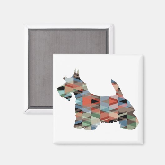 Scottie Terrier Geometric Pattern Silhouette Pset Magneet (Voorkant / Achterkant)