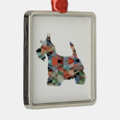Scottie Terrier Geometric Pattern Silhouette Pset Metalen Ornament (Rechts)