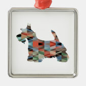 Scottie Terrier Geometric Pattern Silhouette Pset Metalen Ornament (Voorkant)