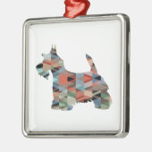 Scottie Terrier Geometric Pattern Silhouette Pset Metalen Ornament (Links)