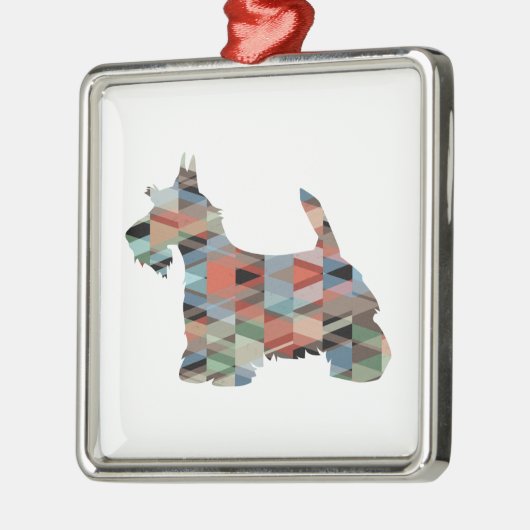 Scottie Terrier Geometric Pattern Silhouette Pset Metalen Ornament (Links)