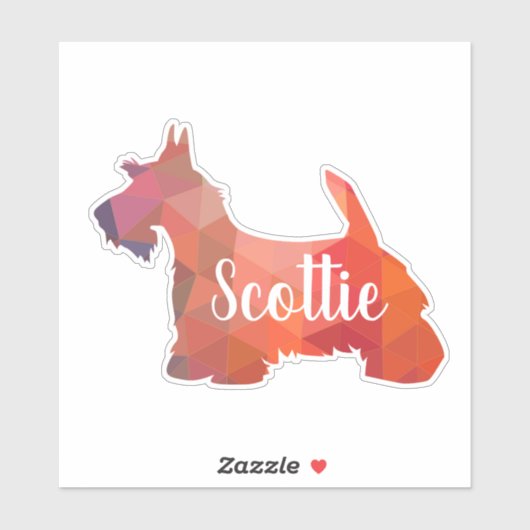 Scottie Terrier Geometric Pattern SilhouetteOrange Sticker (Vel)