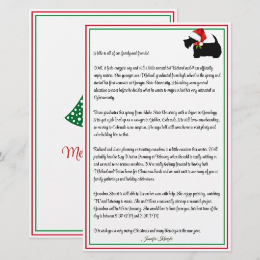 Scottie Terrier Gepersonaliseerde Kerstmis Nieuwsb (Voorkant / Achterkant)