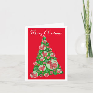 Scottie Terrier Hond Silhouet Kerstboom Rood Kaart
