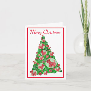 Scottie Terrier Honden Silhouet Kerstboom Wit Kaart