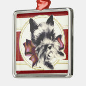 Scottie Terrier op rode sierplaat Metalen Ornament (Links)