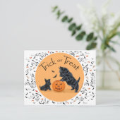 SCOTTIE Vader en Pup Halloween Briefkaart (Staand voorkant)